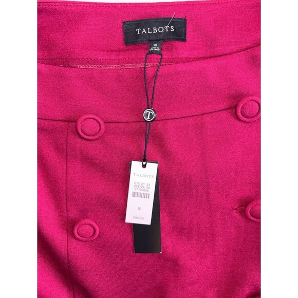 Talbots Women's Red Ponte Stretch Double Button Front Aline Skirt Size 10 - Picture 4 of 5
